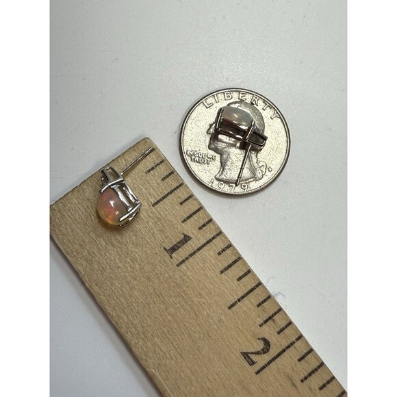 Jarad 1/20 ct tw Diomands 10k White Gold Opal Stud Earrings New - Picture 9 of 11